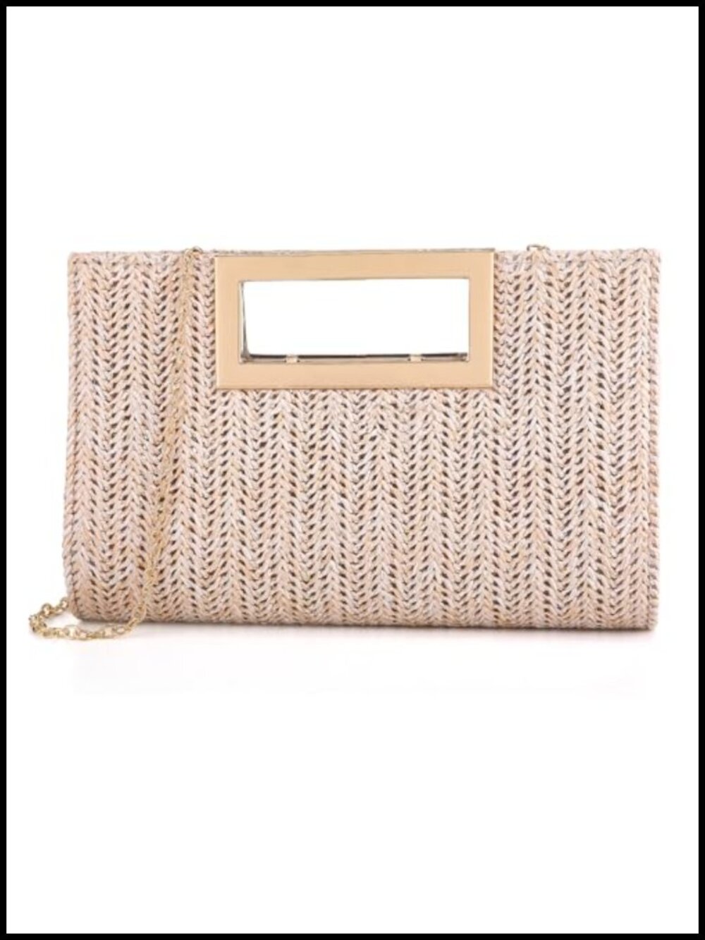 Woven Clutch Purse Envelope Evening Bag Crossbody Handbag with Gold Handle